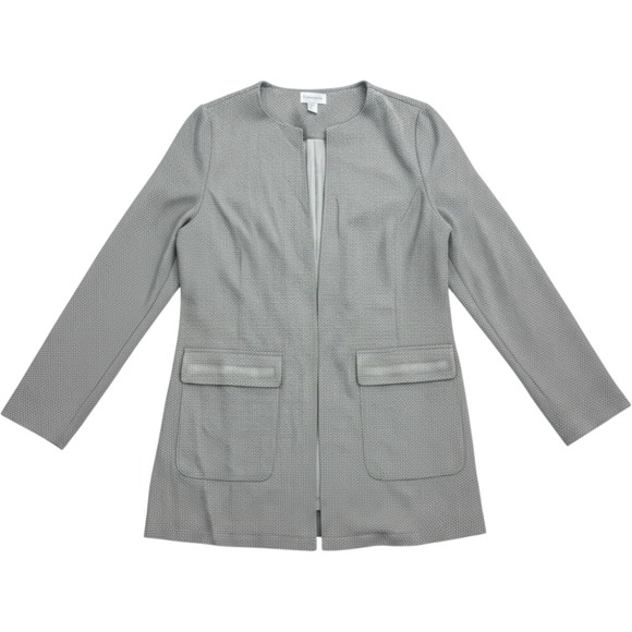 Creation L Jackets & Blazers - Creation L Grey Textured Longline Open Front Blazer Jacket Womens Size 12 W48606